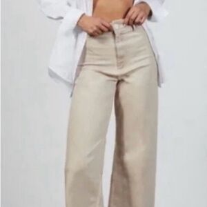 Zara Beige Straight-Leg Pants